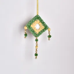Pompom Hanging Handmade Wall Art for Bedrooms, Office, Balcony, Outdoors, Garden, Home Wall, Car Hanging (Yellow-Green, Small) Wool Windchime-image-59