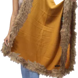 Solid Wool Blend Women Orange Stole-image-34