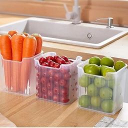 3 PCS Food Storage Container Fridge Box basket Plastic Fruit & Vegetable Basket-image-89