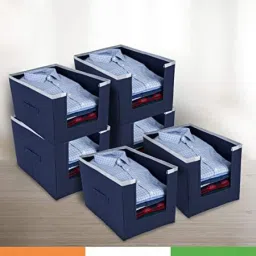 Cotton shirt storage Basket ,stacker|wardrobe closet almirah organizer for clothes bag Storage Basket-image-40