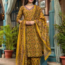 Women Viscose Rayon Kurta Pant Dupatta Set-image-5