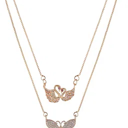 Combo of 2 Butterfly and Swan Designed Pendants for Women & Girls Gold-plated Crystal Alloy Pendant-image-32