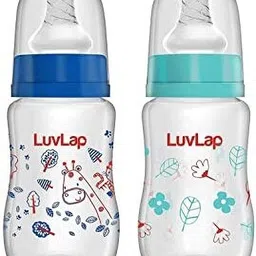 luvlap Anti-Colic Slim Neck Feeding Bottle,Jungle Tales & Wild Flower125 ml Blue/Green - 125 ml-picture-33