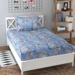 180 TC Cotton Single Floral Flat Bedsheet-image-99