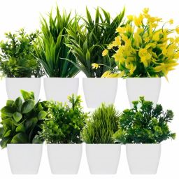 Small Set of 8 Artificial Plants Bonsai Wild Artificial Plant with Pot-image-14