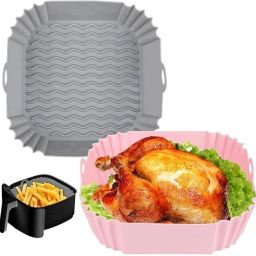 Square Silicone Basket Baking Tray- Multicolor Airfryer Tray-image-71