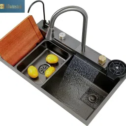 Tap with Pullout Cup Washer Single Bowl with Fresh Water Tap (30" x 18" x 9") smart sink for kitchen 304 Grade Stainless Steel Multiuse Multifunction 3 Mode Vessel Sink-image-48