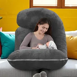 J Shaped Microfibre Solid Pregnancy Pillow Pack of 1-image-67