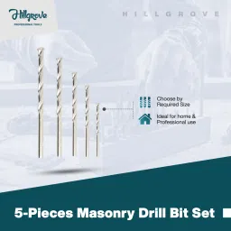 hillgrove HGCM183M1 Drill Bit Set of 5Pcs Masonry+HSS Drill Bits with 10Pcs Screw & Gitti HGCM183M1 Drill Bit Set of 5Pcs Masonry+HSS Drill Bits with 10Pcs Screw & Gitti image 2