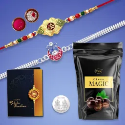Rakhi Gift Combo for Brother with Choco Magic(45gm)|Rakhi Set|Y22K2_263+A15_SP Assorted Gift Box-image-75