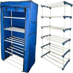 5Tiers Book Shelf Plastic Rack With Cover Wardrobe Portable Multipurpose Folding Plastic Open Book Shelf-25