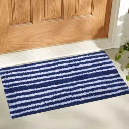 aazeem Navy Blue Striped Cotton 21x17 Inches Antiskid Door Mat-picture-31