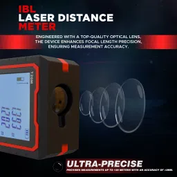 ibell DM120-02 Professional Laser Distance Meter 0.05M to 120M, Indoor & Outdoor Mode, Max/Min & Continuous Measurement, Area, Volume, Pythagoras, Magnetic Engineer's Precision Level image 4