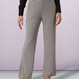 fithub Women Regular Fit Grey Cotton Blend Trousers-picture-0