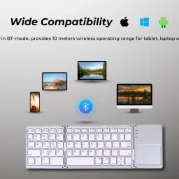BITECHKART Keyboard with Touchpad & Rechargeable Battery Foldable Mini Wireless Bluetooth Handheld Multi-device Keyboard Compatible with Desktop, Laptop, Mac image 3
