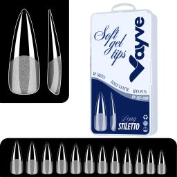 Soft Gel Nail Tips | Artificial Nail Full Clear Long Stiletto Nail Extension Set Clear - False Nails Full Cover Soft Nail Tip | Nail Salons DIY Nail Art with Box-image-33