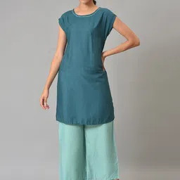 AURELIA Women Blue & Teal Kurta with Palazzos-image-94