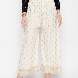 Clora Creation Women Gold-Toned Floral Printed Palazzos-picture-0