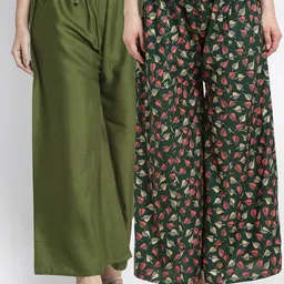 GRACIT Women Set of 2 Green & Black Printed Rayon Palazzos-picture-20