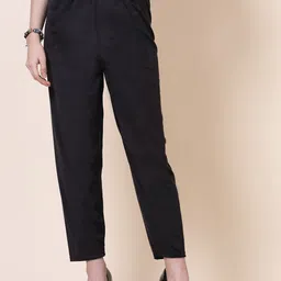 Clora Creation Women Straight Fit Velvet Cigarette Trousers-image-82
