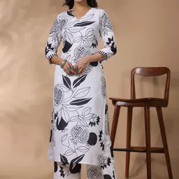 KALINI Floral Printed Straight Kurta with Palazzos-image-24