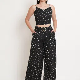 Purple State Polka Dots Printed Crop Top with Palazzos-picture-21