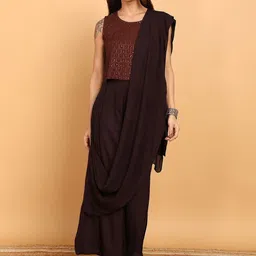 VAHSON Embroidered Palazzo Saree-image-72