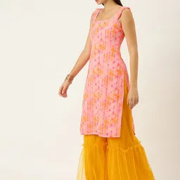 Ethnovog Abstract Dyed Kurta With Sharara & Dupatta image 5