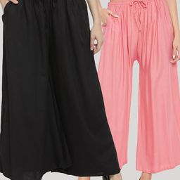 Clora Creation Women Pack Of 2 Solid Flared Palazzo-image-31
