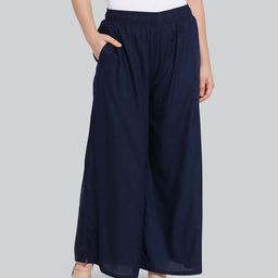 LYRA Women Flared Woven Cotton Palazzos-image-96