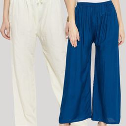 Clora Creation Women Multi Coloured Set of 2 Solid Palazzos-image-5