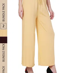 IndiWeaves Women Pack Of 2 Straight Palazzos-picture-17