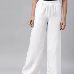 Go Colors Women White Linen Palazzos-picture-14