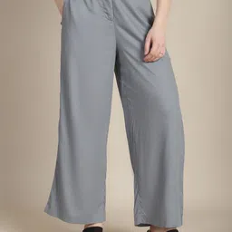 Tulsattva Mid Rise Cotton Flared Palazzos-image-4