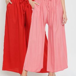 Clora Creation Women Pack Of 2 Solid Flared Palazzo-image-29