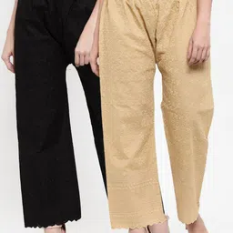 Miaz Lifestyle Women Pack Of 2 Floral Flared Ethnic Pure Cotton Palazzos-image-70