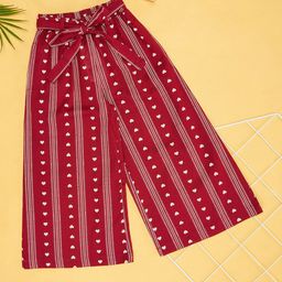 AKKRITI BY PANTALOONS Girls Wide Leg Geometric Printed Palazzo With Belt-image-28