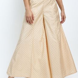 Vishudh Women Beige Ethnic Motifs Printed Flared Ethnic Palazzos-picture-8