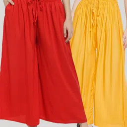 Clora Creation Women Pack Of 2 Solid Flared Palazzo-image-26