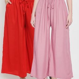 Clora Creation Women Pack Of 2 Solid Flared Palazzo-picture-45