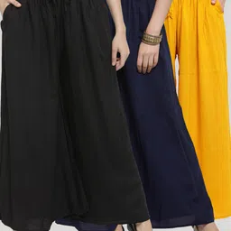 Clora Creation Women Multicoloured Set of 3 Solid Palazzos-picture-14