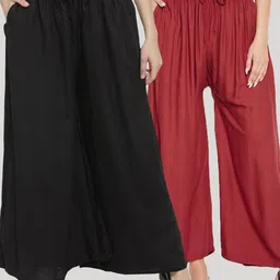 Clora Creation Women Pack Of 2 Solid Flared Palazzo-image-34