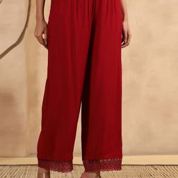 Juniper Women Maroon Knitted Palazzos-image-19