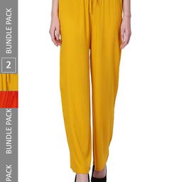 IndiWeaves Women Pack of 2 Straight Palazzos-picture-27