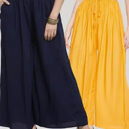 Clora Creation Women Pack Of 2 Solid Flared Palazzo-image-30