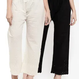 Miaz Lifestyle Pack Of 2 Women Pink & Black Flared Ethnic Palazzos-image-16