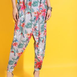 Vishudh Women Grey Floral Dhoti Pants-49