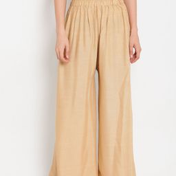 TAG 7 Women Beige Solid Straight Palazzos-24