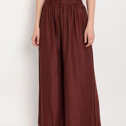 TAG 7 Women Brown Solid Straight Palazzos-image-81