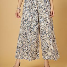 Pistaa Women Floral Printed Cotton Flared Palazzos-image-80